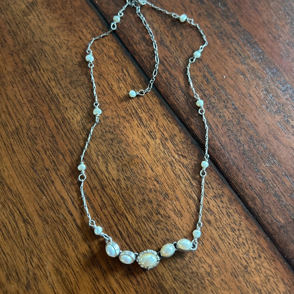Vintage Liz Claiborne Silver and Genuine Pearl Beaded Necklace